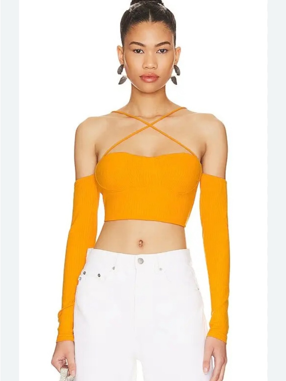 Jayla Strappy Crop Revolve Superdown LPA Orange off the shoulder crop top XXS